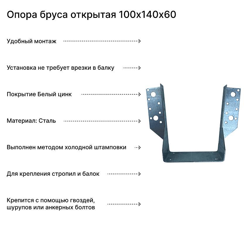 Опора бруса открытая 100х140х60